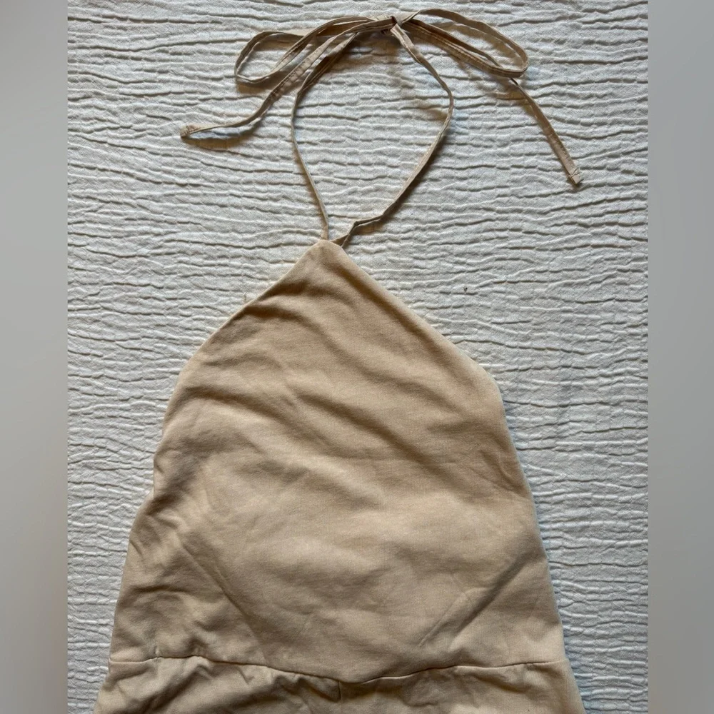 Zara Cream Halter Wide Leg Jumpsuit - Picture 3 of 9
